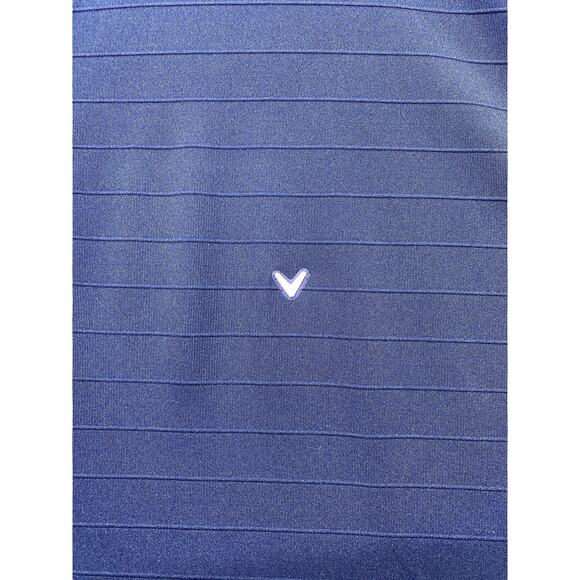 Callaway Polo Shirt Mens XL Navy Blue Opti-Dri Golf Tonal Stripe Short Sleeve - Picture 8 of 9